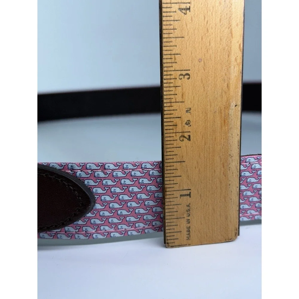 Vineyard Vines Belt Mens 48 Leather Canvas Navy Blue Whale Pink Golf Beach New